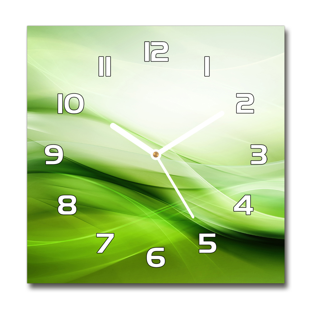 Zegar szklany na ścianę Zielone fale tło