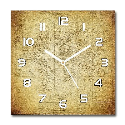 Zegar szklany na ścianę Stara mapa świata