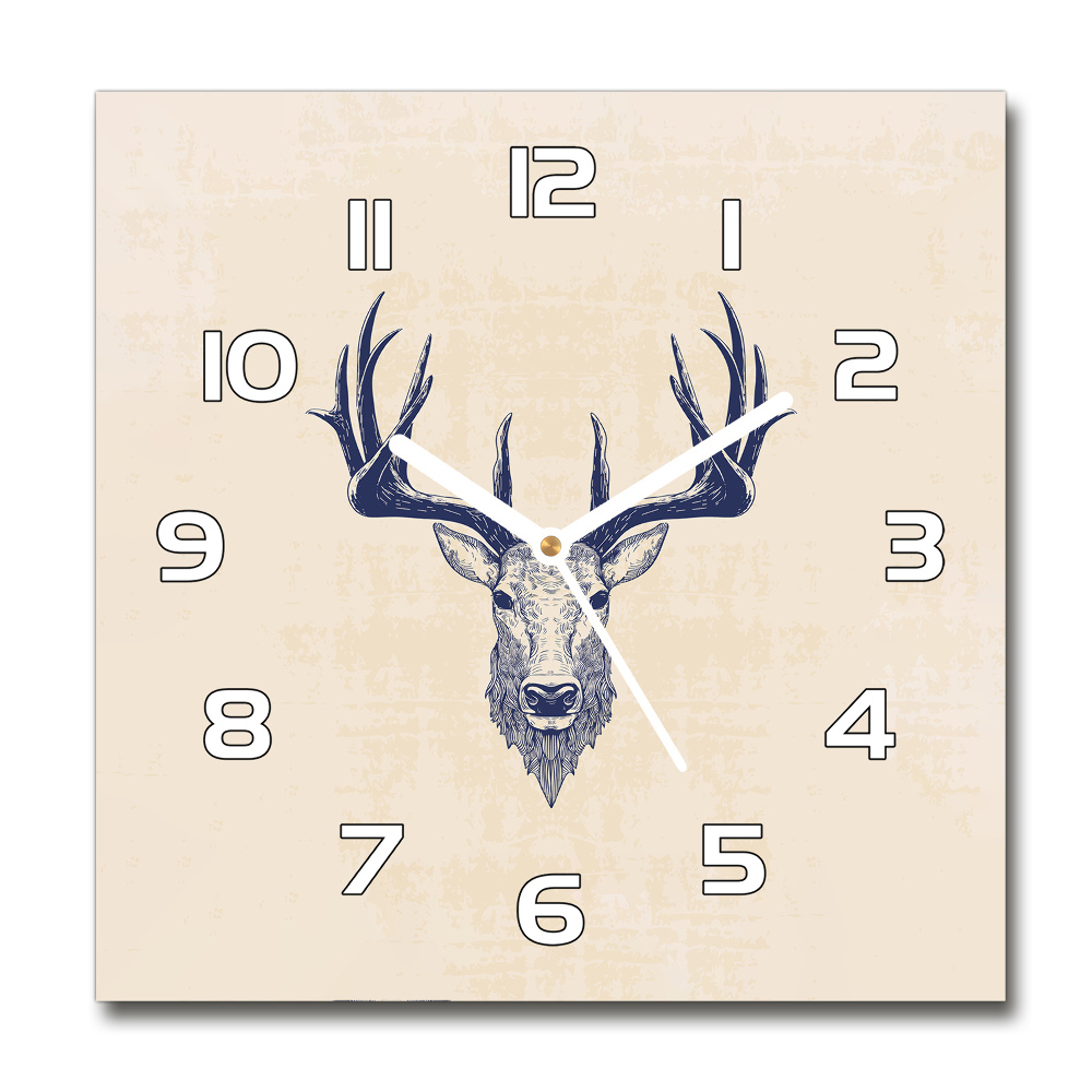 Zegar szklany kwadratowy Kłowa jelenia
