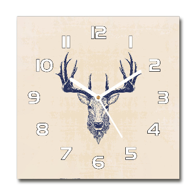 Zegar szklany kwadratowy Kłowa jelenia