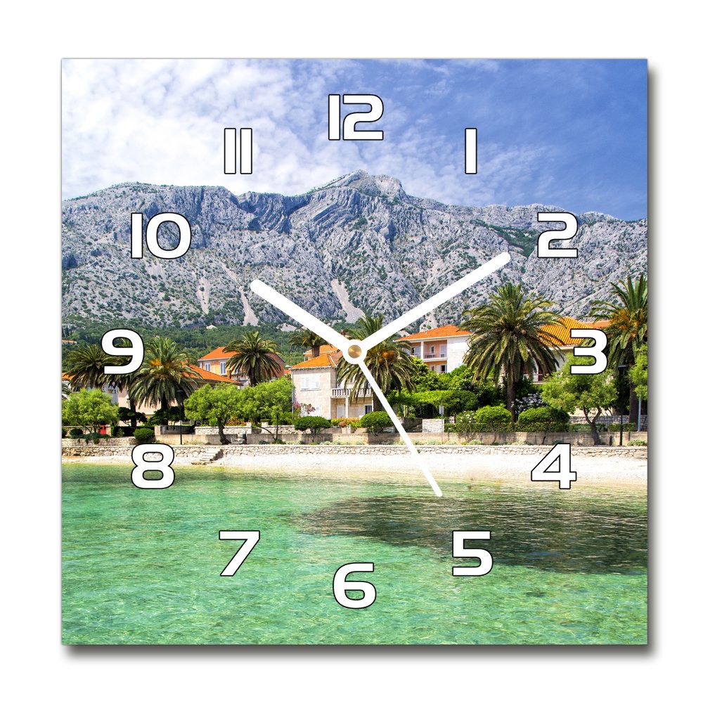 Zegar szklany kwadratowy Plaża w Chorwacji