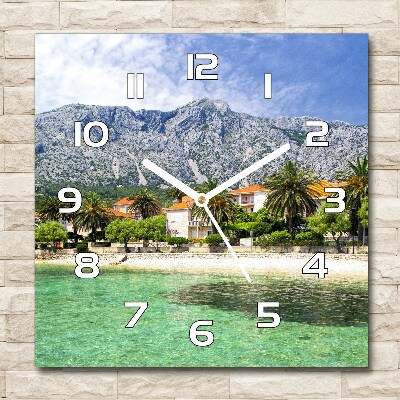 Zegar szklany kwadratowy Plaża w Chorwacji