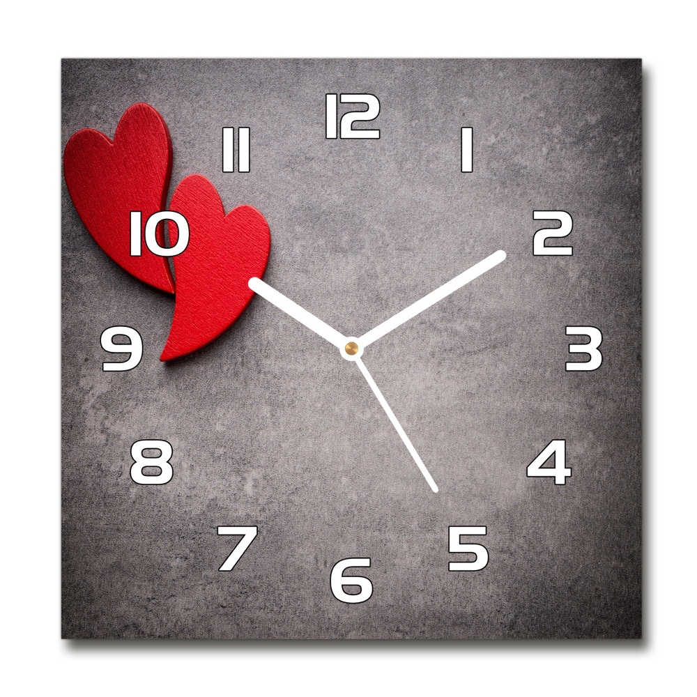 Zegar szklany na ścianę Czerwone serca