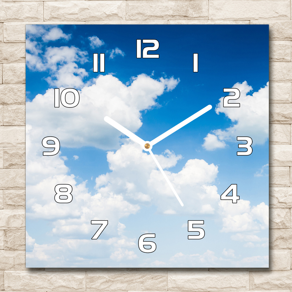 Zegar szklany na ścianę Chmury na niebie