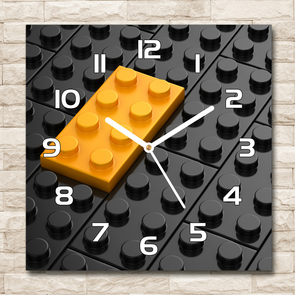 Zegar szklany kwadratowy Klocki lego