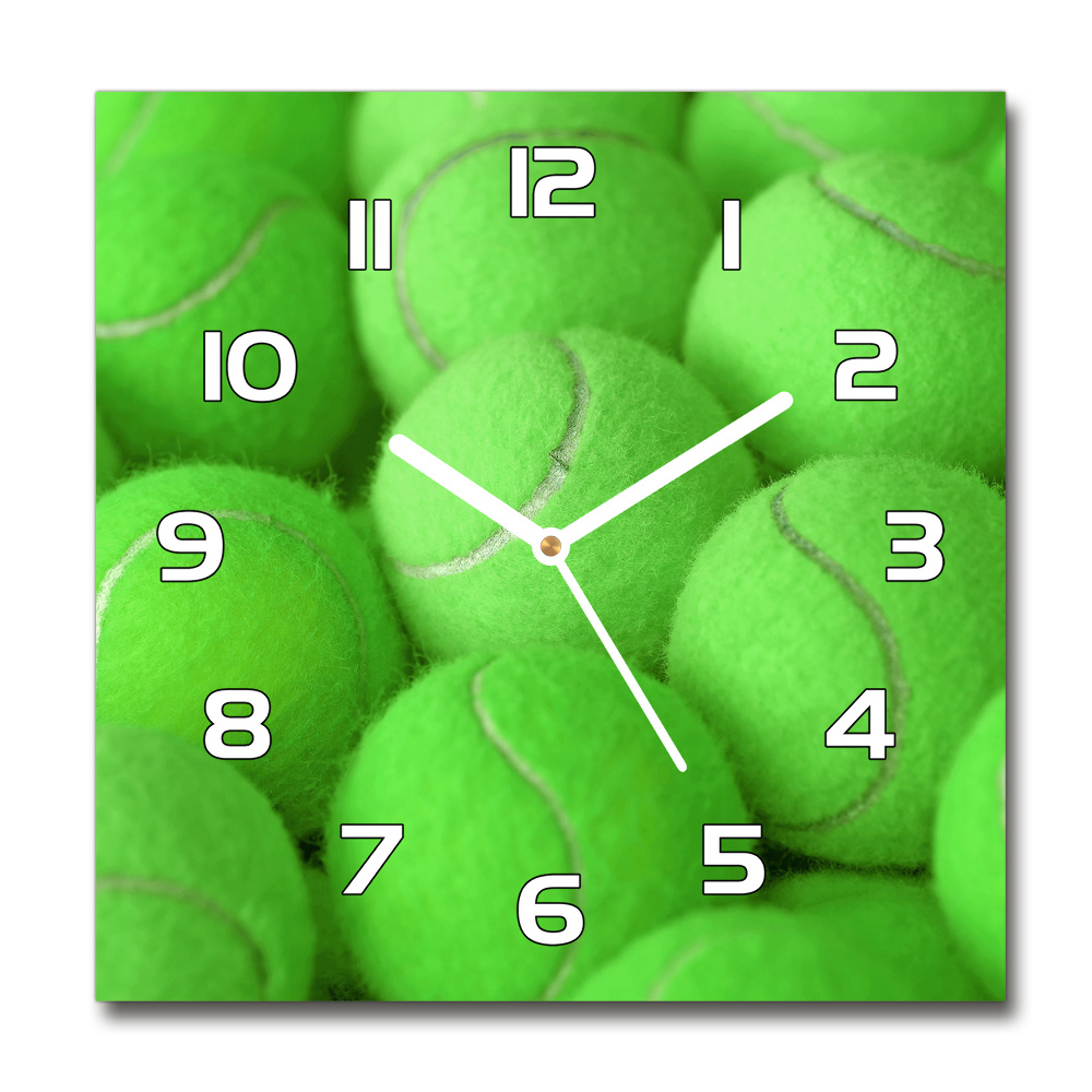 Zegar szklany kwadratowy Piłeczki tenisowe
