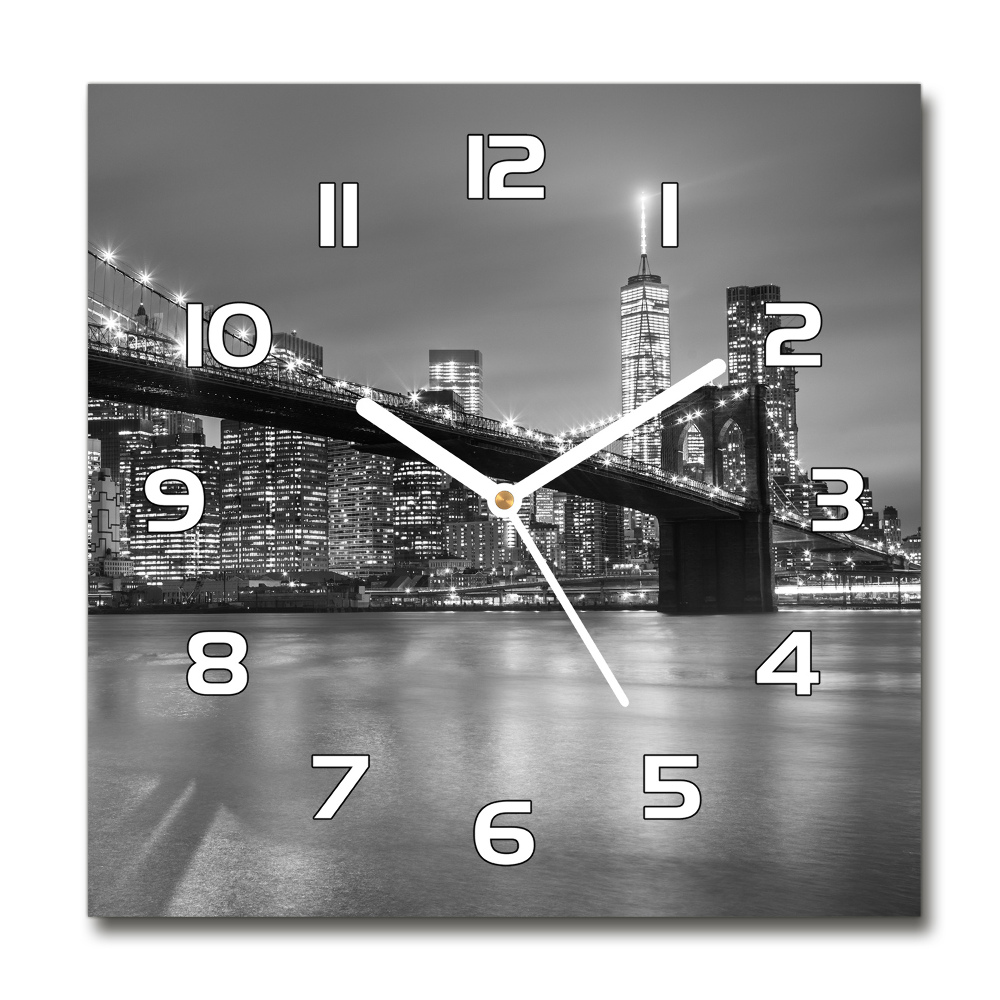 Zegar szklany kwadratowy Nowy Jork nocą