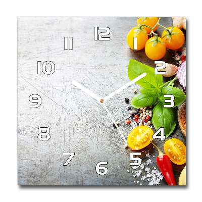Zegar ścienny szklany kwadratowy Warzywa