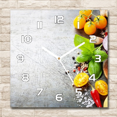 Zegar ścienny szklany kwadratowy Warzywa