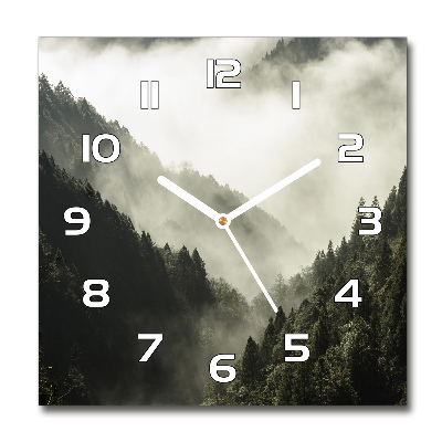 Zegar szklany na ścianę Mgła nad lasem