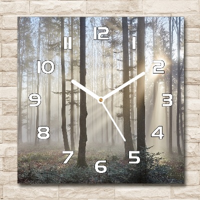 Zegar szklany na ścianę Mgła w lesie