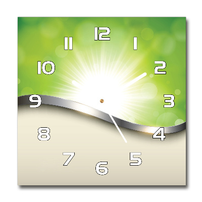 Zegar szklany kwadratowy Zielona abstrakcja