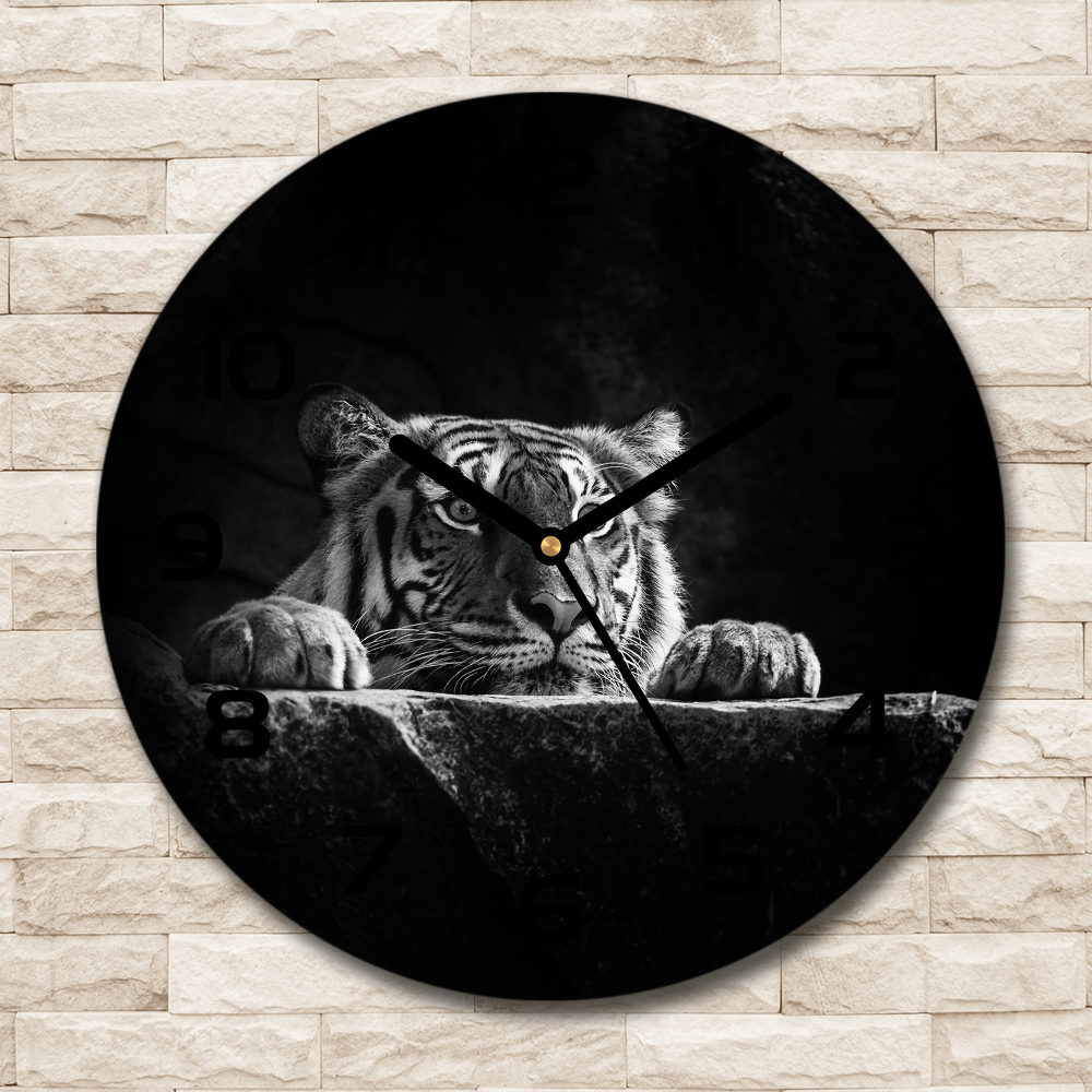 Zegar szklany okrągły Tygrys
