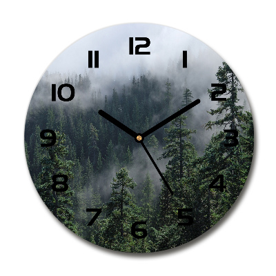 Zegar szklany okrągły Leśna mgła