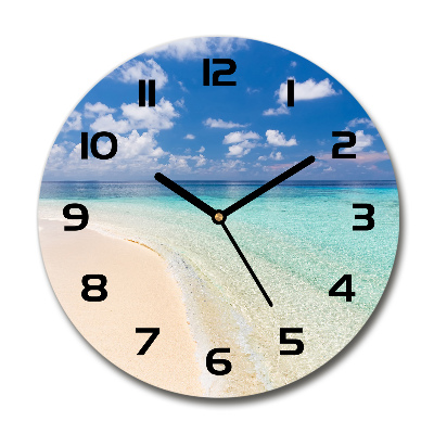 Zegar szklany okrągły Plaża na Malediwach