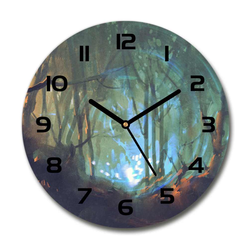 Zegar szklany okrągły Mistyczny las