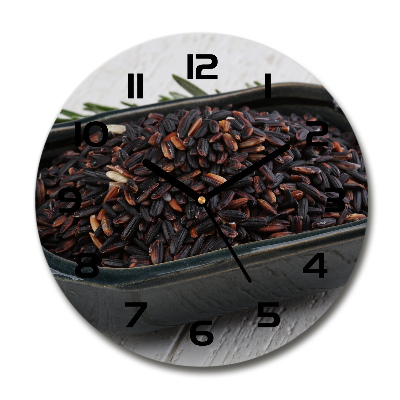 Zegar szklany okrągły Dziki ryż w misce
