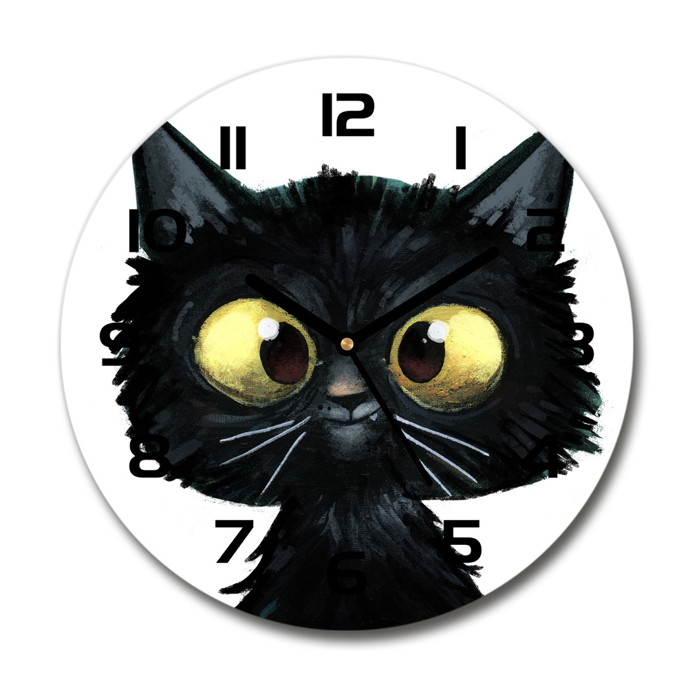 Zegar szklany okrągły Ilustracja kota