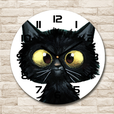 Zegar szklany okrągły Ilustracja kota