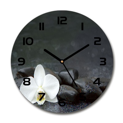 Zegar ścienny szklany okrągły Orchidea