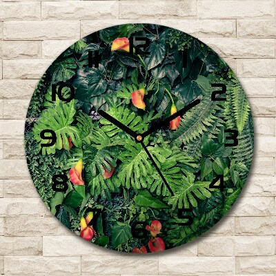 Zegar szklany okrągły Egzotyczna dżungla