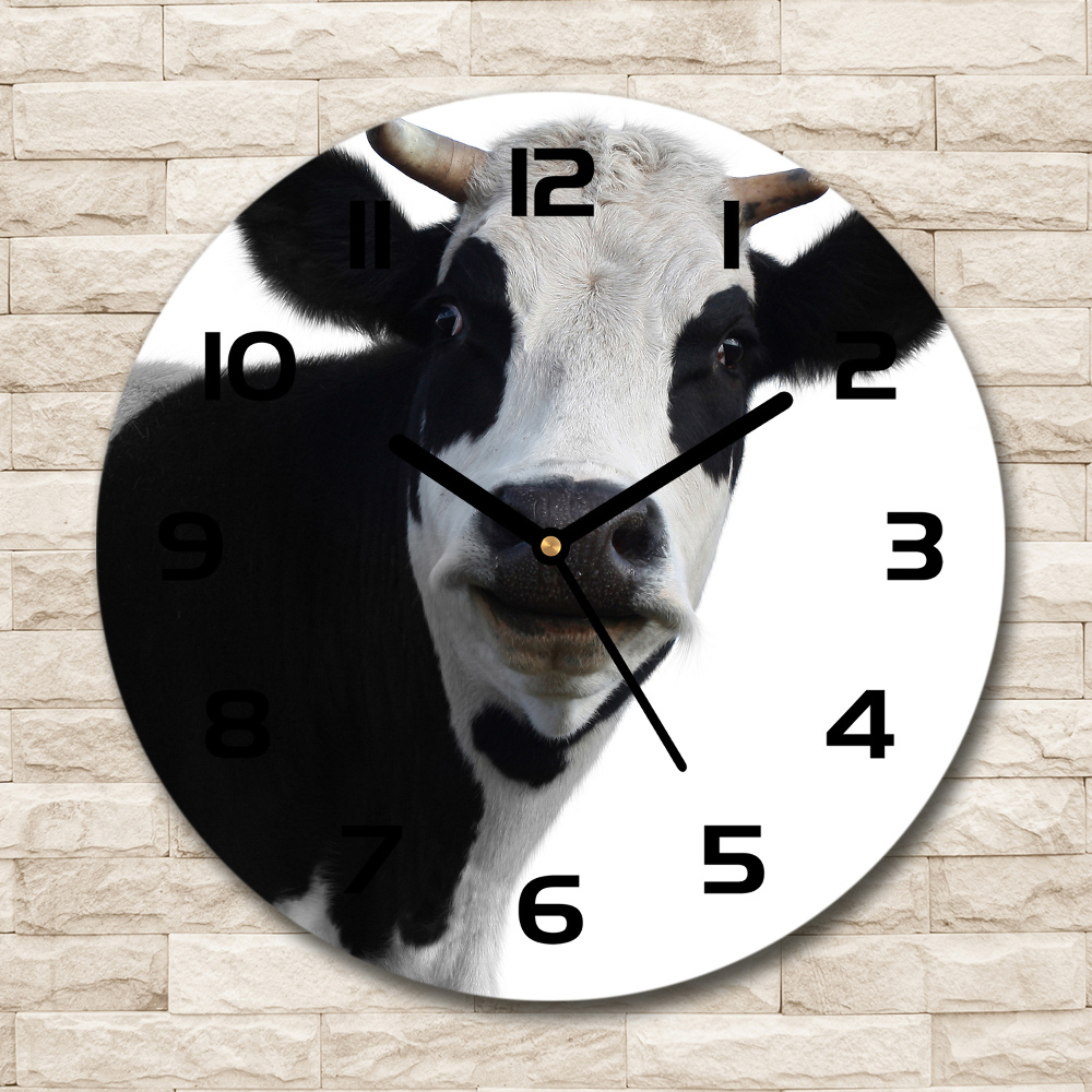 Zegar szklany okrągły Łaciata krowa