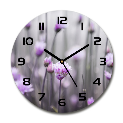 Zegar szklany okrągły Kwiaty szczypiorku