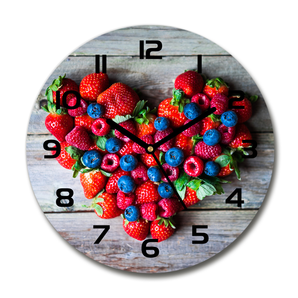 Zegar szklany okrągły Serce z owoców
