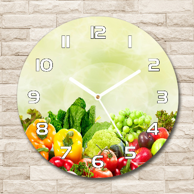 Zegar ścienny szklany okrągły Warzywa