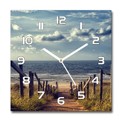 Zegar szklany okrągły Ścieżka na plażę