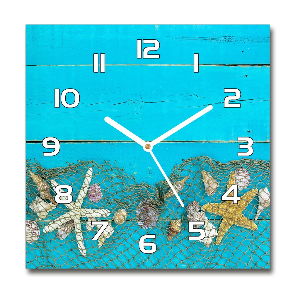Zegar szklany na ścianę Rozgwiazdy i muszle