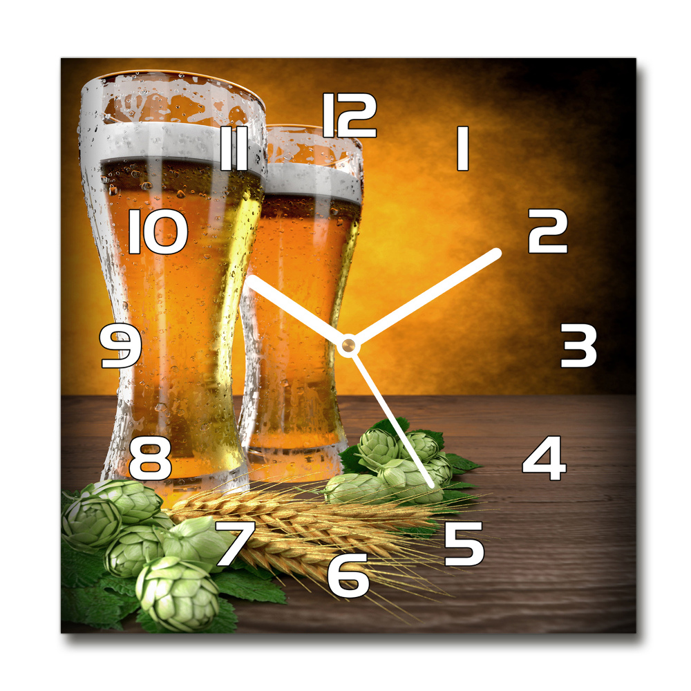 Zegar szklany okrągły Dwie szklanki piwa