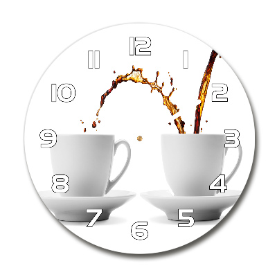 Zegar szklany okrągły Lejąca się kawa