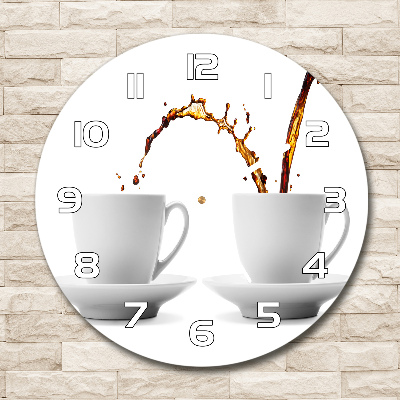 Zegar szklany okrągły Lejąca się kawa