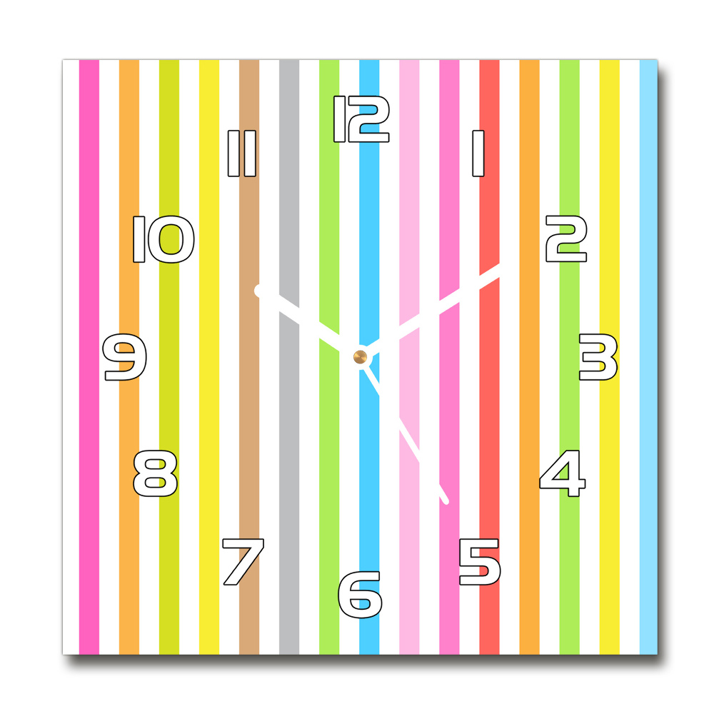 Zegar szklany okrągły Kolorowe paski