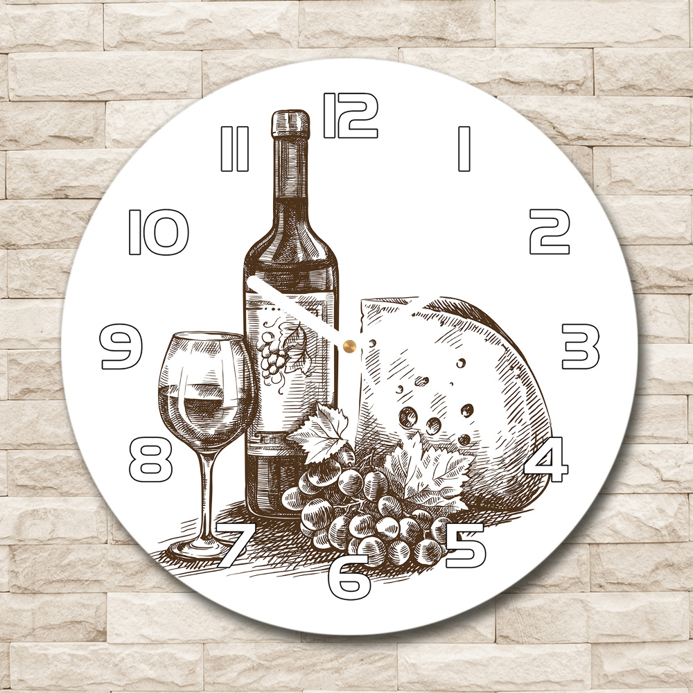 Zegar szklany okrągły Wino i przekąski