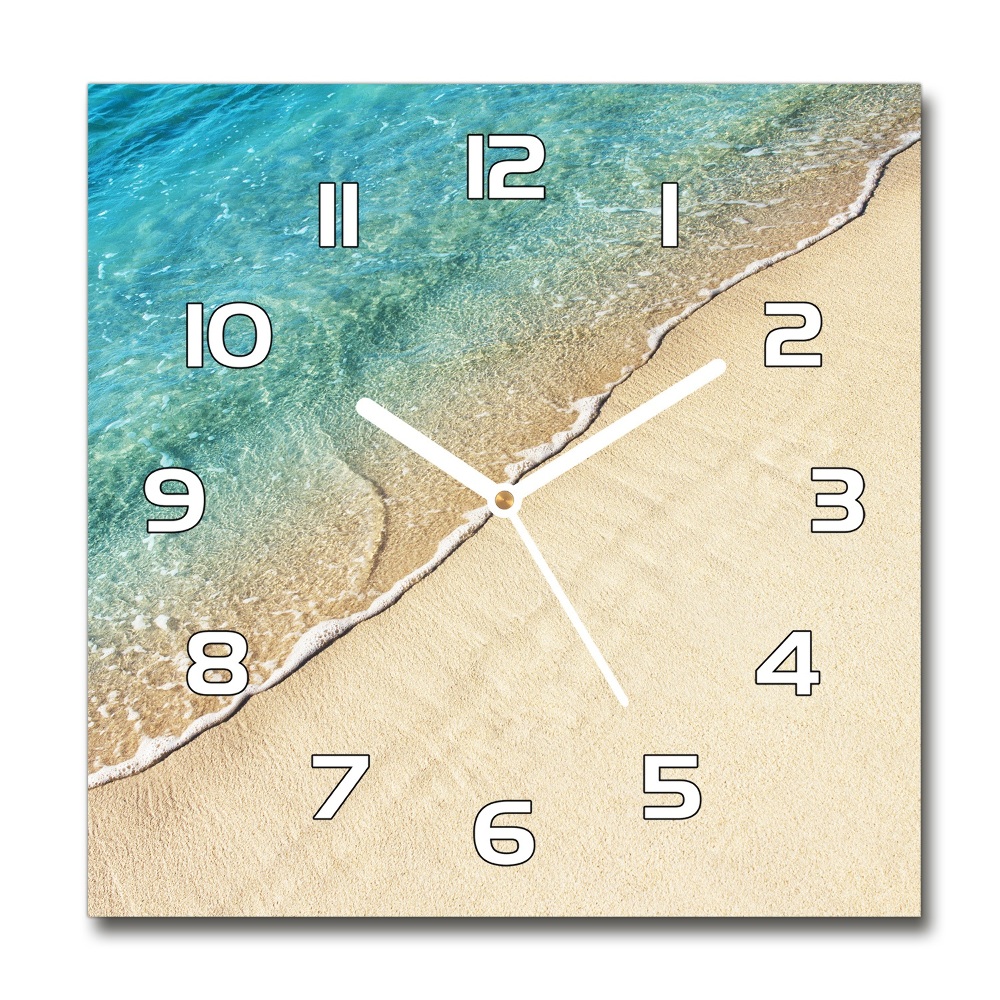 Zegar szklany okrągły Fala na plaży
