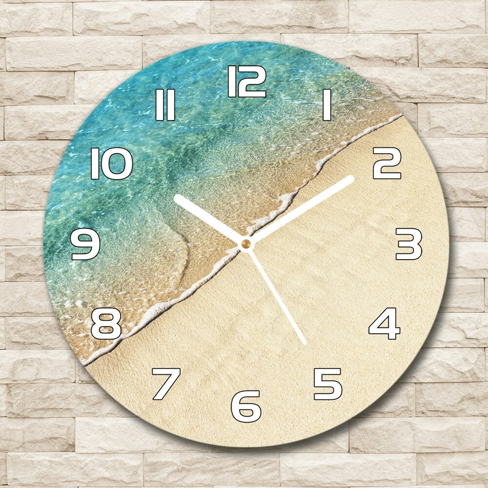 Zegar szklany okrągły Fala na plaży