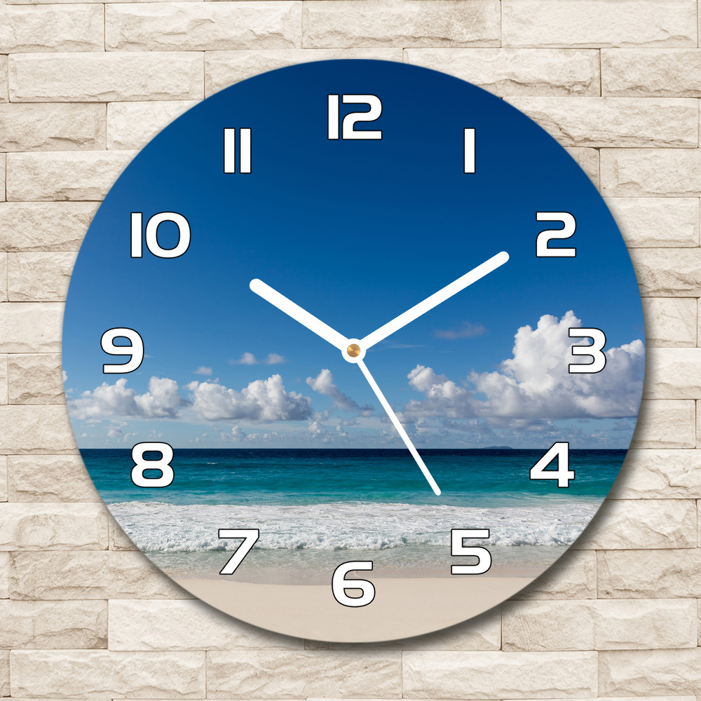 Zegar szklany okrągły Plaża Seszele
