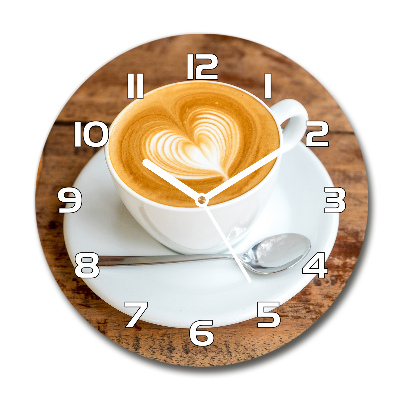 Zegar szklany okrągły Kawa w filiżance