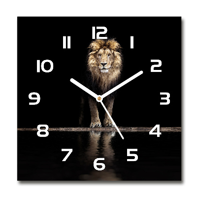 Zegar szklany okrągły Portret lwa