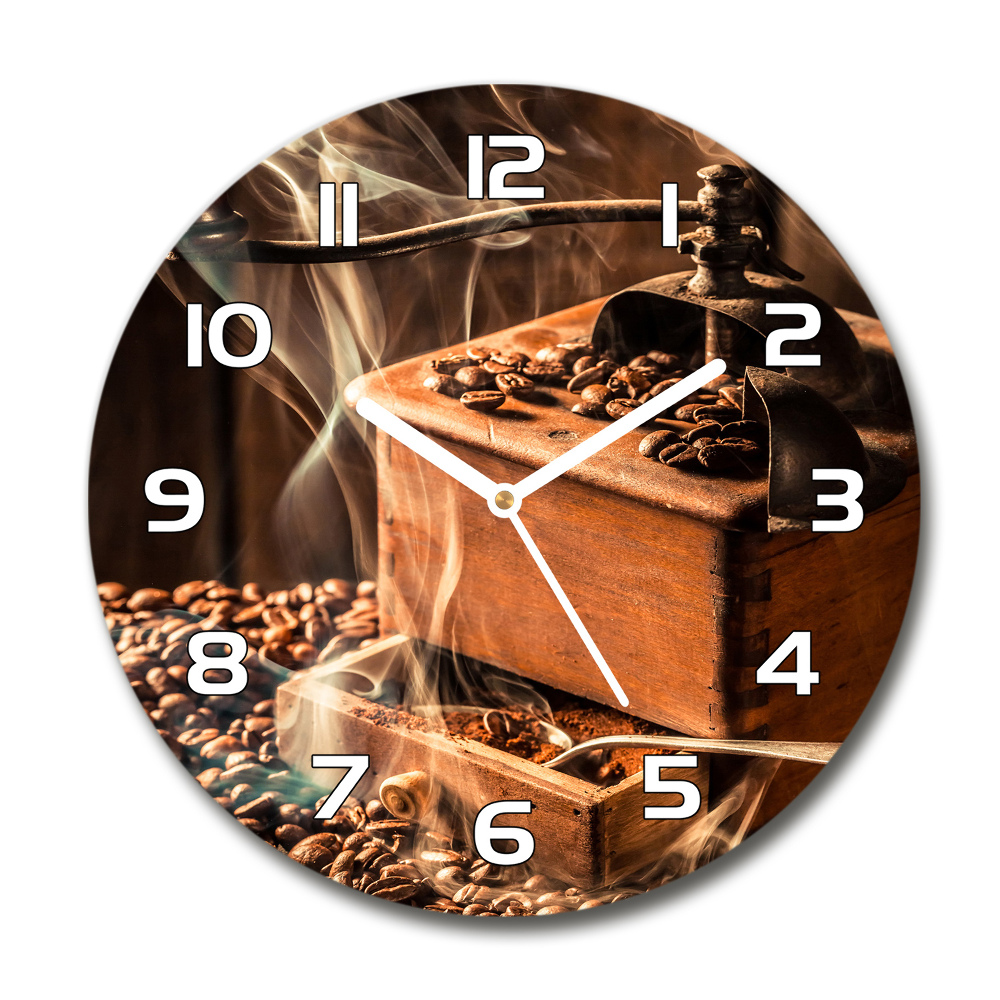 Zegar szklany okrągły Ziarna kawy