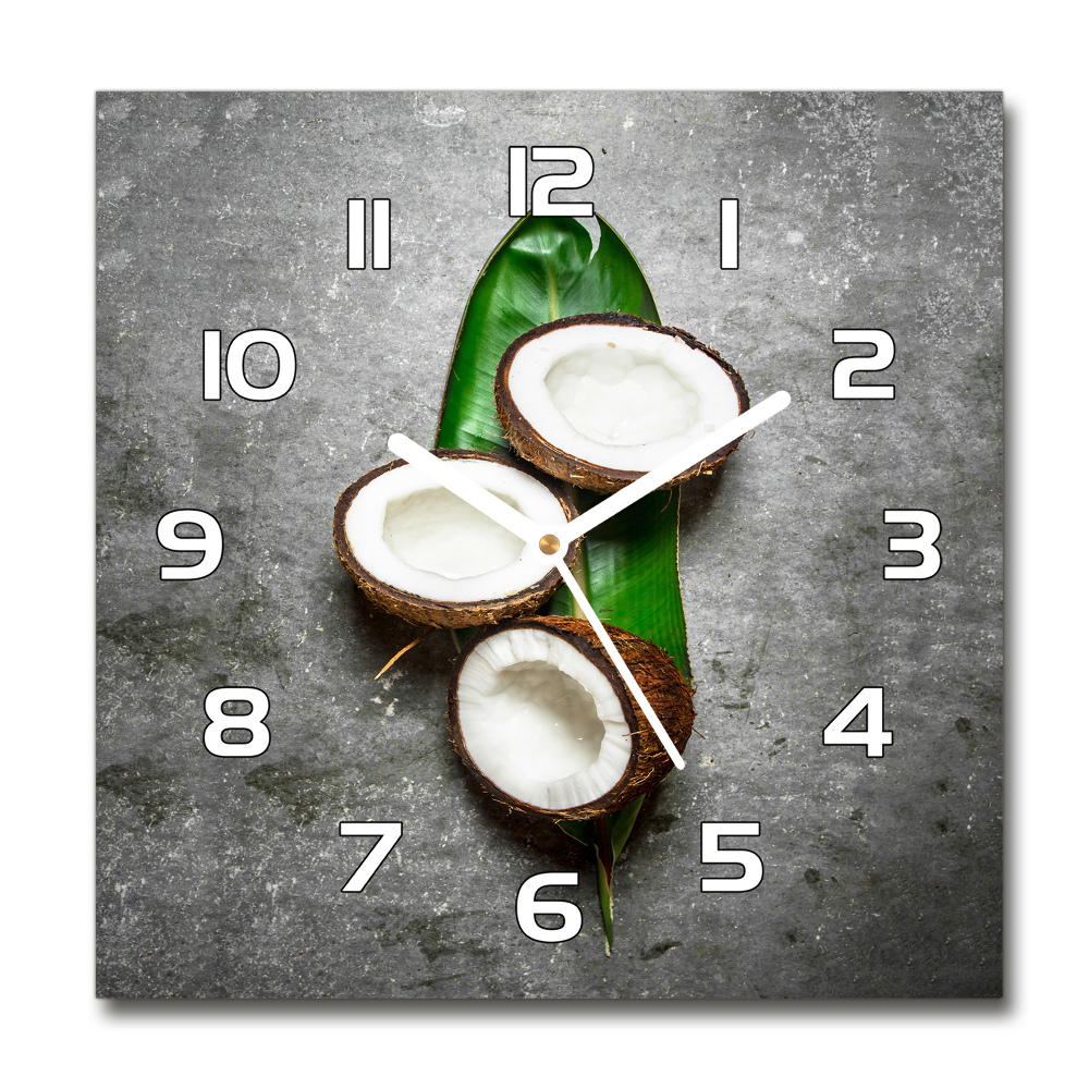 Zegar szklany okrągły Połówki kokosu