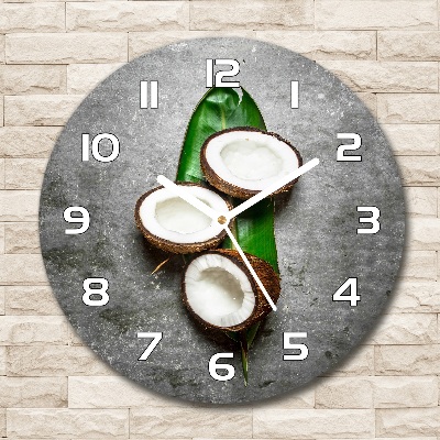 Zegar szklany okrągły Połówki kokosu