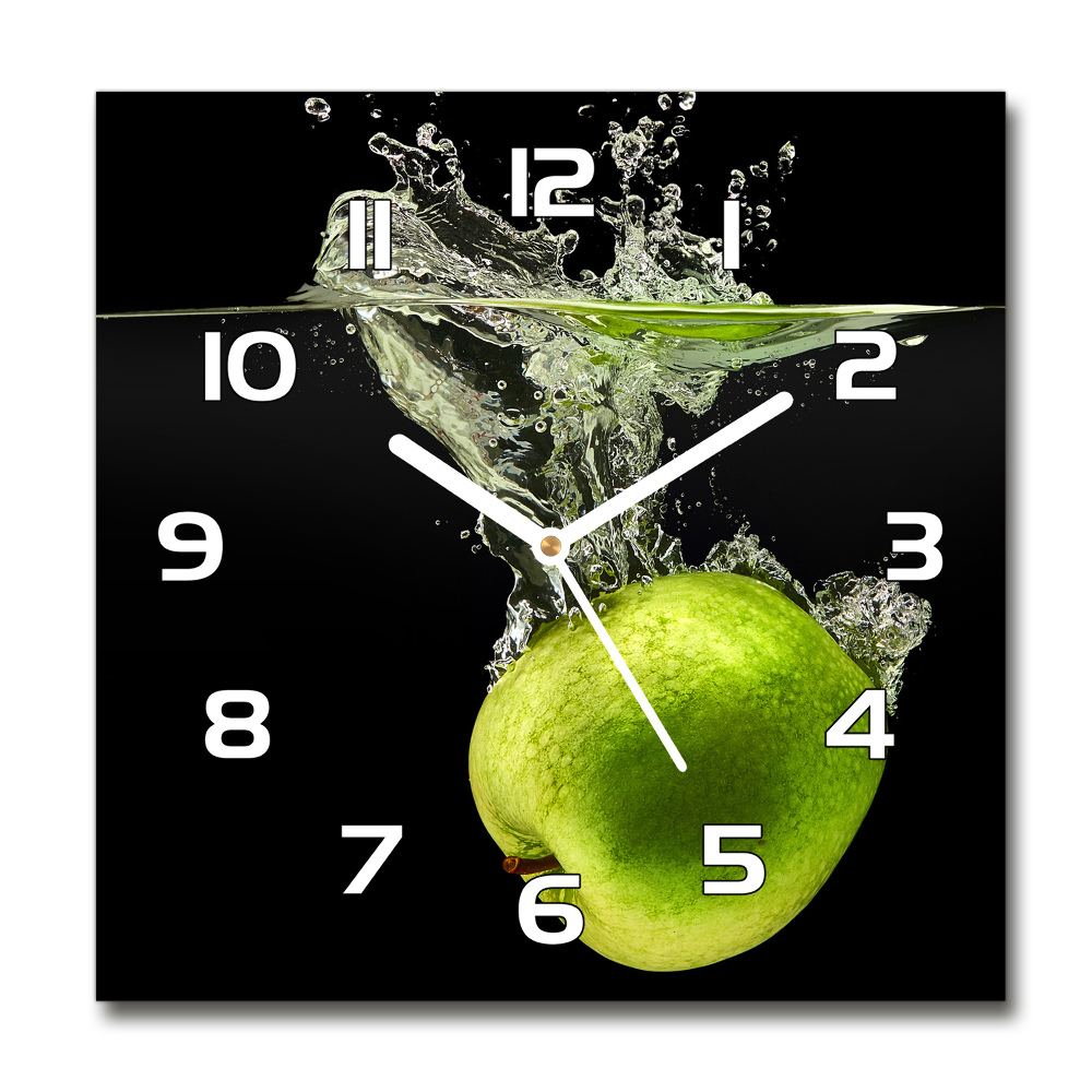 Zegar szklany okrągły Zielone jabłka