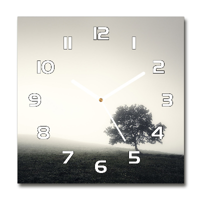 Zegar szklany okrągły Samotne drzewo