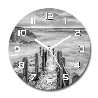 Zegar szklany okrągły Ścieżka nad morzem