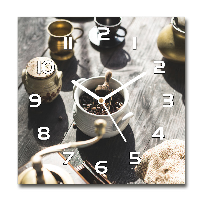 Zegar szklany okrągły Młynek do kawy