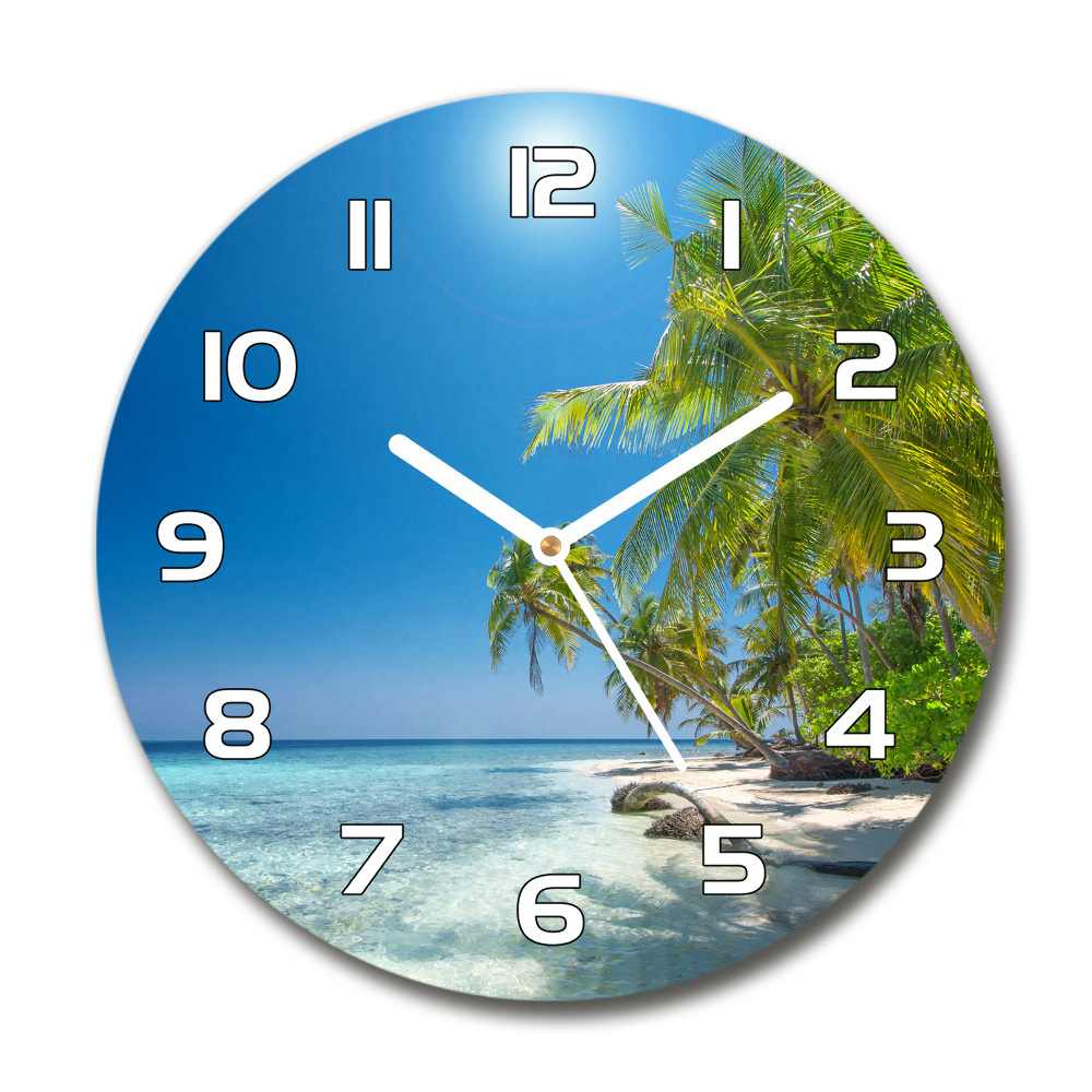 Zegar szklany okrągły Malediwy plaża