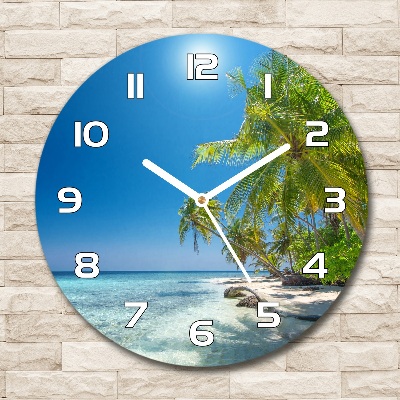 Zegar szklany okrągły Malediwy plaża